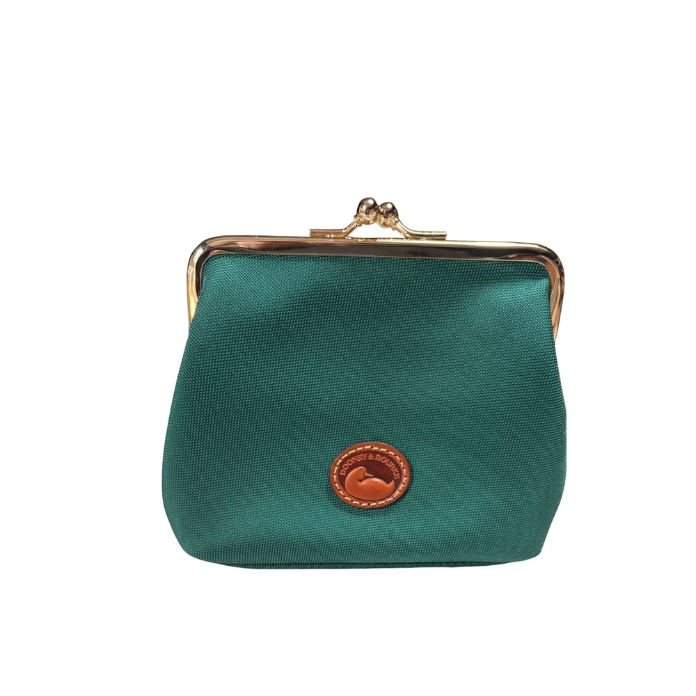 Dooney & Bourke Coin Purse Women Small Green Canvas Kiss Lock Logo
